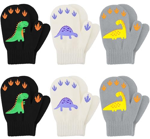 Cooraby 6 Pairs Toddler Magic Stretch Mittens Winter Unisex Baby Knitted Gloves Mittens (Mixed Color M, 1-3 Years)