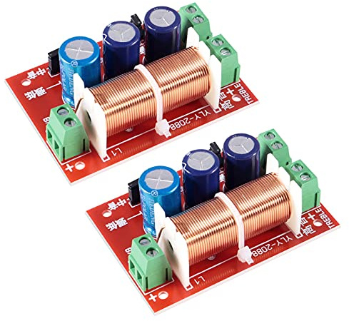ACEIRMC 2pcs 400W Adjustable Multi Speaker Treble/Bass 2 Unit Audio Frequency Divider 2 Way Crossover Filters Updated Version (2pcs)