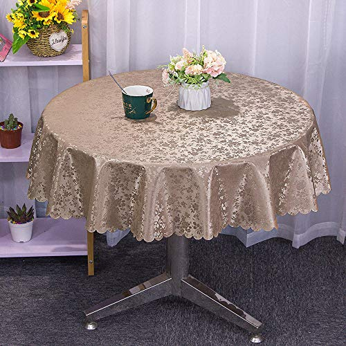 XQSSB Wachstuch Tischdecke Abwaschbar Verdickung Pflegeleicht Garten Zimmer Tischdekoration Dunkler Runder Durchmesser Von 160 cm