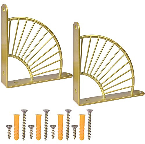 Chstarina Regalwinkel Schwerlast Fächerförmig,Regalträger Schwerlastwinkel Schwerlastkonsole Regalhalterung Regalhalter Winkel Regal Wand Regal Halterungen für die Wandmontage,Wandregal Küche (Golden)