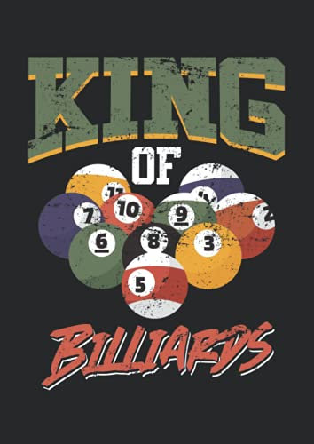 Notizbuch A4 dotted, gepunktet, punktiert mit Softcover Design: Billardspieler Spruch King of Billiards Pool Billardtisch: 120 dotted (Punktgitter) DIN A4 Seiten