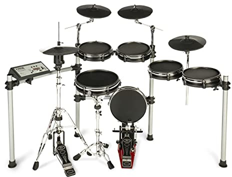 Fame Hybrid Pro E-Drum Set, Elektronisches Schlagzeug mit Gewebefellen, Stereo Mesh-Pads, 12“ Snare und Kick Pad, echter HiHat, 400 Sounds und Software Editor