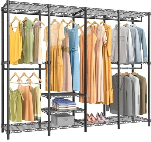 VIPEK V40 Heavy Duty Clothes Rail with Shelves, 193 x 40 x 194 cm, Black