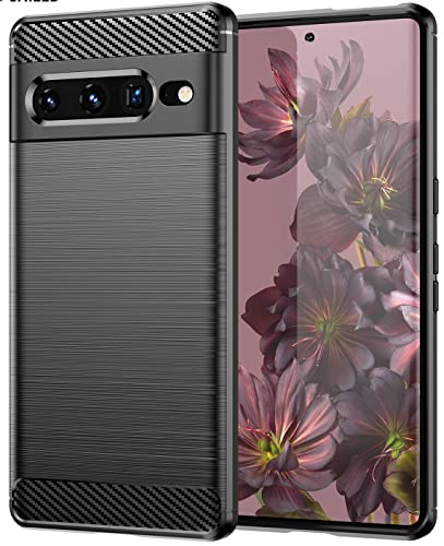Folmecket Google Pixel 7 Pro Handyhülle Kratzfest TPU 6,7 Schwarz | Google Pixel 7 Pro Handyhülle,Karbonfaser,Kratzfest,stoßdämpfend,weiche TPU-Gummi-Schutzhülle für Google Pixel 7 Pro 6,7