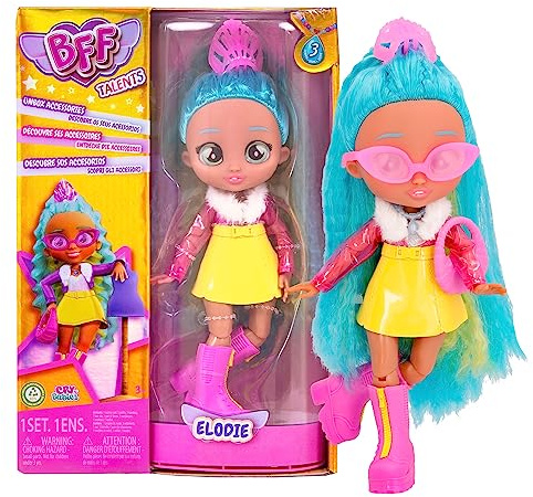 BFF BY BEBÉS LLORONES Elodie - Coleccionable Muñeca Fashion con Pelo Largo, Ropa de Tela y 9 Accesorios-Regalo optimo para NIÑOS y NIÑAS +5 Años