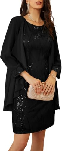 GRACE KARIN Sequin Dresses for Women Fitted Mini Formal Dresses for Women Evening Party Dress Black L