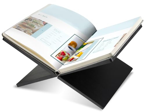 Geetery Book Stand Book Holder for Display Reading Textbook Holder Open Display Stand for Open and Closed, Cookbook, Magazines, Textbooks, Recipe(Black)