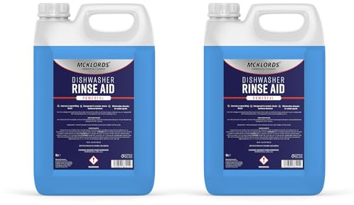 McKLords Dishwasher Rinse Aid, Blue, 10 Litre - Professional Rinse Aid Duo Pack 2×5 L for Commercial Dishwashers Rapid Drying Streak-Free Finish on Glassware Plates & Cutlery