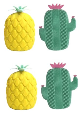 Healeved 2stücke Silicone Duschbürste Cartoon-ananas Kaktus Form Körperpeeling Rückenmassage-werkzeug Zufällige Farben Für Hauttypen Ergonomisches Design Für Müheloses Badeerlebnis