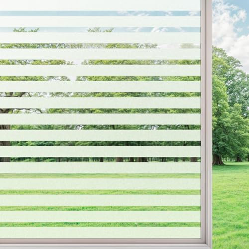 DARUITE Vinilos para Cristales 90x200cm, Esmerilado Rayas Medianas Vinilo Adhesivo Cristal Decorativos Electrostatico Anti UV Translucido Laminas Vinilo Ventana Privacidad para Hogar, Oficina
