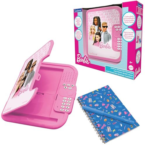 LEXIBOOK, Barbie: Barbie electronic diary with pen and notebook included, interactive, password protected, fun functions, sound effects, Pink, SD50BB
