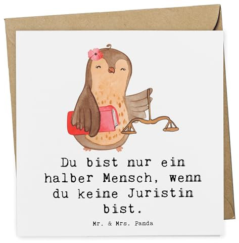 Mr. & Mrs. Panda Deluxe Karte Juristin Herz - Geschenk, Witzig, Glückwunschkarte, Jura Studium, Spruch, Anwältin, doppelkarte, faltkarte, Grußkarte, Lustig, anlasskarte, Anwaltskanzlei, Klappkarte