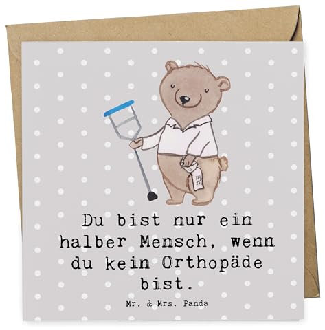 Mr. & Mrs. Panda Grußkarte Orthopäde Herz - Geschenk, anlasskarte, doppelkarte, Lustig, Facharzt, Spruch, Orthopädie, Klappkarte, Praxis, Glückwunschkarte, faltkarte