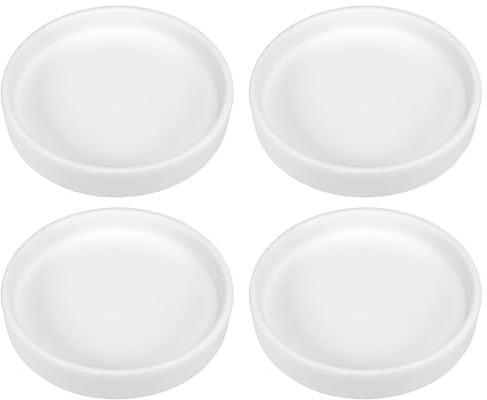 PATIKIL 4.5 Inch Round Ceramic Plant Saucer, 4 Pack Plant Saucer Tray Flower Planter Drip Tray for Indoors Outdoors Patio Balcony, White