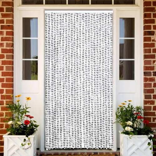 Juroupi Insektenschutz-Vorhang Hell- und Dunkelgrau 100x220 cm Chenille Insektenschutz BalkontüR Fliegenvorhang TüR TüRvorhang Insektenschutz