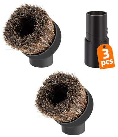 For Shark Vacuum Attachments, Round Horse Hair Vacuum Brush Attachment For Shark Vacuum Brush Attachment With 1-1/4” To 1-3/8” Adapter, For Dusting Car Seats & Upholstery, 3 Pack