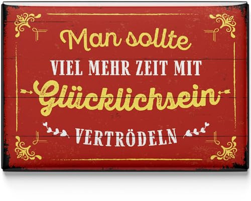 LANOLU Kühlschrankmagnete lustig- Glücklichsein vertrödeln- lustige Magnete mit Sprüchen und witzigen Motiven 8x5,5cm