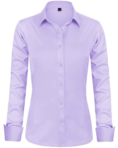 J.VER Bluse Damen Casual Business Bluse Damen Button Down Shirts Klassische Langarm Kragen Tops Bügelleichtes Modern Oberteil