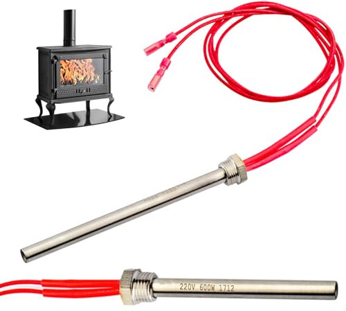 Beatific 2 candele di accensione a pellet, 220 V, 350 W, per stufa a pellet, 150 x 10 mm, in acciaio inox, canna di accensione, pellet di legno, per stufa, riscaldamento a pellet