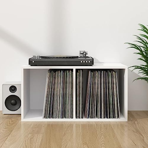 Myheimly Schallplatten-Aufbewahrungsbox Weiß 71x34x36 cm Holzwerkstoff