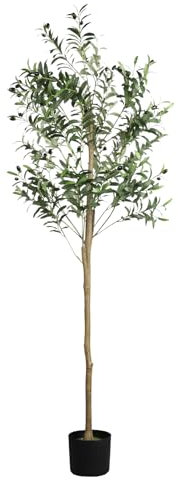 Artificial Olive Tree, 180cm Fake Indoor Plants for Modern Living Room, Bedroom, Office, Garden Decoration (Excludes Additional Flower Pot)