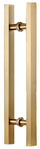 Poignée de porte coulissante carrée anti-rouille double face pour portail extérieur portes en bois à deux volets finition titane jaune (taille : 800 mm)