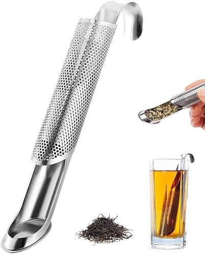 Infusor de té de acero inoxidable, artefacto de té de tubo creativo de acero inoxidable con mango de gancho para colgar, difusor de intervalo de té o café de hojas de té sueltas (1)