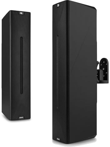 Power Dynamics PD CS403A Active Column Speaker System, Wall Mounted PA Speakers with Class D Amplifier, Wide Dispersion Sound, XLR/TRS Inputs, Slim Black Design, Ideal for Public Address - 260W