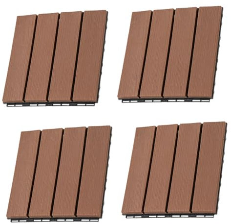 HOMSFOU 4piezas Baldosas Entrelazadas Para Terraza y Patio Azulejos De Plástico Fácil De Instalar y Desmontar