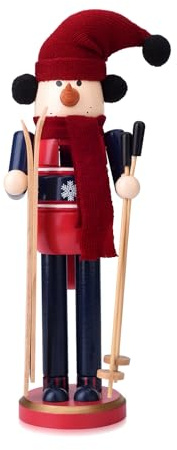 ArlinaL Christmas Nutcracker Figures 12 Inch Wooden Snowman Nutcracker with Skis, Nutcracker Xmas Decor Tabletop Shelves Decorations