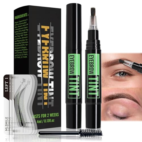 Dark Eyebrow Tint Kit - Semi-Permanent 2 Weeks Lasting Dye, Waterproof Makeup Cream with Brow Cards & Brushes