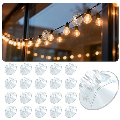 Dalugo Saugnapf mit Kabel-Schlitz, 60 Stück Transparente Saugnäpfe für Fenster, Halloween, Weihnachtsdekorationen, Lichterketten