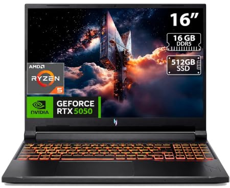 Acer Nitro V 16 AI WUXGA (1920 x 1200) IPS 180Hz Gaming Laptop AI PC, AMD Ryzen 5 240 Processor, NVIDIA GeForce RTX 5050 8GB GDDR7 VRAM, 16GB RAM, 512GB SSD, (16, R5, RTX5050)