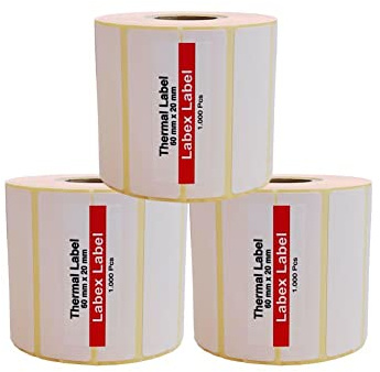 Labex label - Étiquette Thermique Direct 60x20 mm | Étiquettes D’expédition - Autocollantes Thermiques - 3 Rouleaux - 3000 Étiquettes Professionnelles