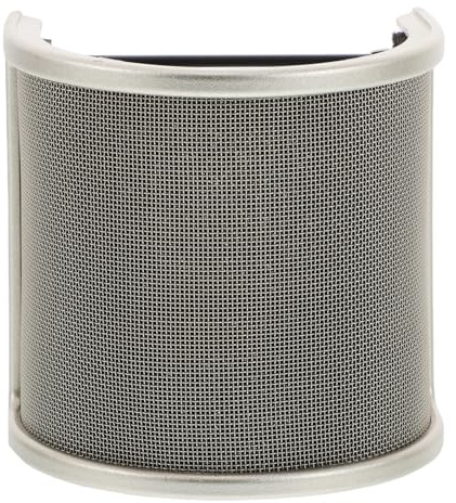 U Shaped Microphone Windscreen Shield Handheld Mic Recording | Golden Finish, Plastic and Cotton Build, Noise Filtering and Damage Resistance, for Speeches or Karaoke Use