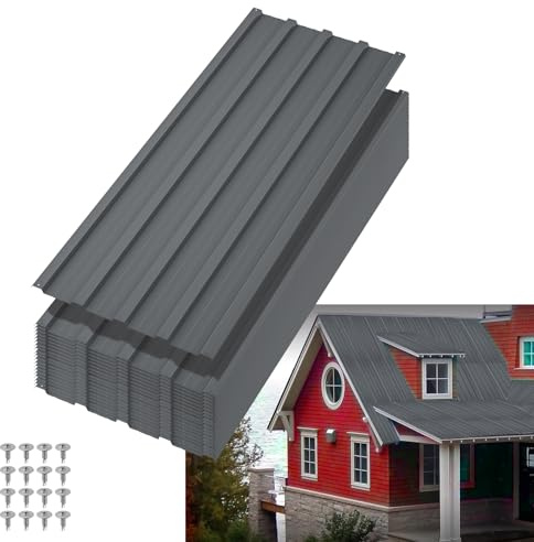 20 Pack Metal Roofing Panels, Galvanized Steel Waterproof Corrugated Roof Sheets for Carport/Shed/Patio, Heavy Duty Metal Siding Panels, 42.52 x 16.77 Inch