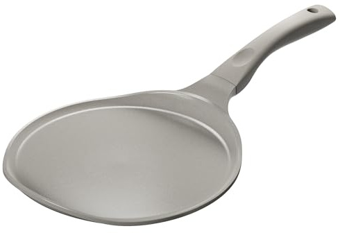 Redchef Crepe Pan Nonstick, 10 Inch Ceramic Flat Skillet Pan for Roti Dosa Tawa Comal Para Tortillas Pancake Pan for stove top, Induction Compatible, PFAS/PFOA/PTFE Free(Gray)