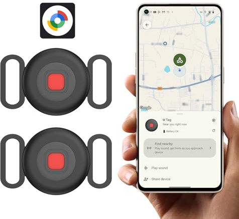 Katze Hund GPS Tracker für Android ohne ABO, Hundetracker Katzentracker für Halsband, Android Smart Tag kompatibel mit Google Find Hub, Wasserdicht Tracking Standort von Haustieren (2 Pack)
