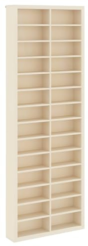 ULUYYUC Wandvitrine Beige, Setzkasten aus Holzwerkstoff 21 x 4,5 x 59 cm, Modernes Wanddisplay mit 28 Fächern für Sammlerstücke und Figuren, Platzsparendes Schaukasten-Regal