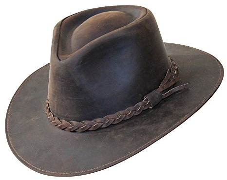 B&S Premium Leder Fedora - Hut mit breiter Krempe - Hochqualitatives Leder - Wasserabweisend