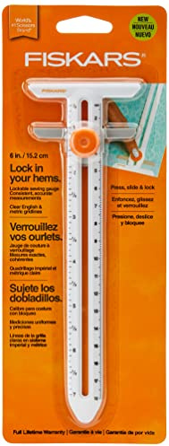 Fiskars 132050-1001 Measuring Gauge, orange | For Accurate Hems, Seam Allowance, Button Holes and More, Built-In Corner Turner for Crisp Corners, English & Metric