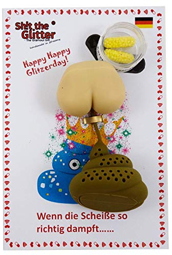 Sh!t the Glitter - The Glamour Gift - Heart & Poop Tea Infuser - Mix - Silicone - 2 Edible Glitter Pills - Handmade in Germany - 3063520031