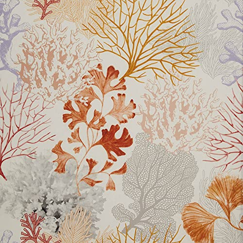 Kt KILOtela - Dekostoff Halbpanama, Digitaldruck, Bio-Baumwolle, Leichte Bezüge, Kissen, Tischdecken, Gardinen, Vorhänge, 100 cm Länge x 280 cm Breite, Hintergrund Queensland, Orange, Lila, 1 Meter