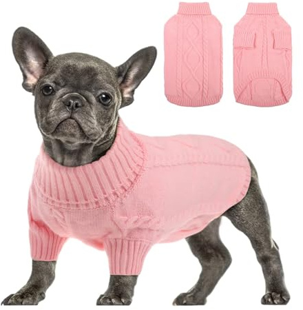 Queenmore Dackel Pullover Hundepullover Grosse Hunde Wärme Hundepulli Strick Pullover Hund Strickmantel Mit Zopfmuster Hundepullover Französische Bulldogge Bulldog Chihuahua Katzen Corgi, Rosa, L | Strick Pullover Hund Strickmantel mit Zopfmuster Hundepullover Französische Bulldogge Bulldog Chihuahua Katzen Corgi, Rosa, L