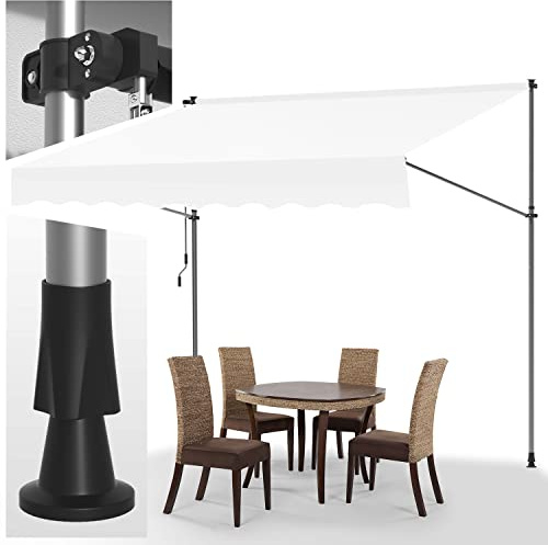 Klemmmarkise 350x120cm Greme mit Handkurbel Balkon, Joparri Balkonmarkise ohne Bohren, Markise UV-beständig & höhenverstellbar 211.5-305cm, Sonnenschutz wasserdicht