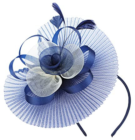 ITODA Fascinator Falten Pillbox Hut Damen Feder Haarschmuck mit Haarklammer Organza 1920er Gatsby Kopfschmuck mit Blumen Hochzeitshut Braut Hochzeit Partyhut Kirche Cocktail Party