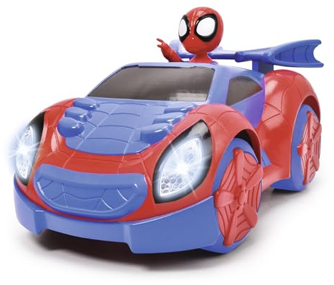 Jada Toys 203225000, Marvel Spidey Radiostyrd Racingbil, Marvel Spidey Radiostyrd Racingbil med Ljus, 2 Kanaler, USB Laddning och 2,4 GHz Kontroll, 27 cm, Från 3 år
