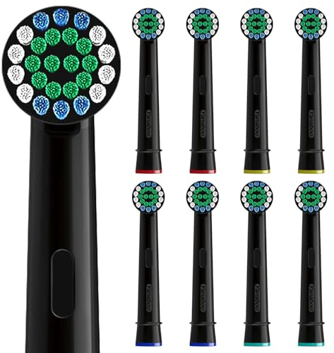 Oral B Compatible Toothbrush Head, Yanaboo Replacement Brush Heads for Most Braun Oral B Electric Toothbrushes of Vitality Pro Smart Genius Series, Precision Clean and Plaque Removal (8 Pack in Black)