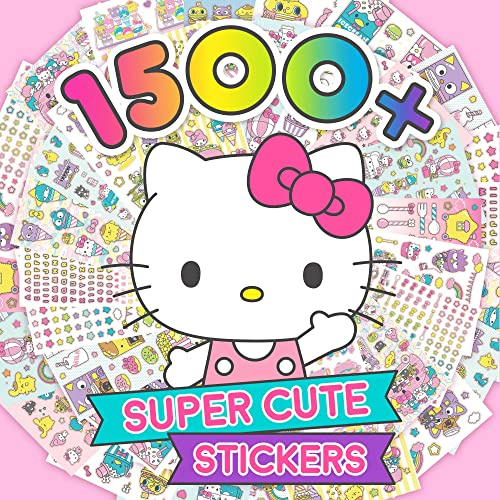 Horizon Group USA Sticker Book with Large and Small Sizes, Kids Stationary for Water Bottle, Notebooks, and Party Favors, 1500+, Sanrio Hello Kitty and Friends