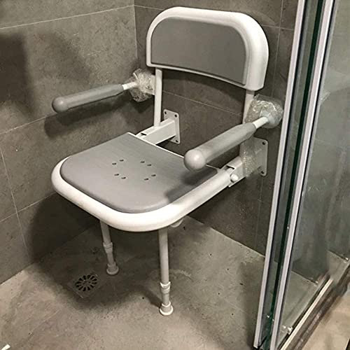 Pieghevole a Muro Sedia per Doccia Anziani Sedile for Doccia Pieghevole, Sedia for Doccia a Parete con Gamba Regolabile, capacità di 300 libbre for Anziani, disabili, Uso Sgabello da Bagno Pieghevole